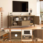 Meuble TV, Meuble TV de style ferme pour téléviseurs de 65 pouces - Console multimédia avec rangement et étagères réglables