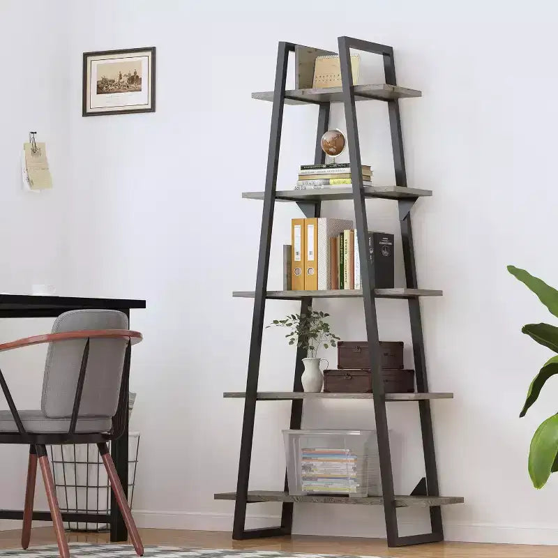 5 Tier Bookshelf, 71 Tall Industrial Large Bookcase Large Etagere Bookshelf, Freestanding Open Wide Book Shelf, Modern Book Case for Living Room