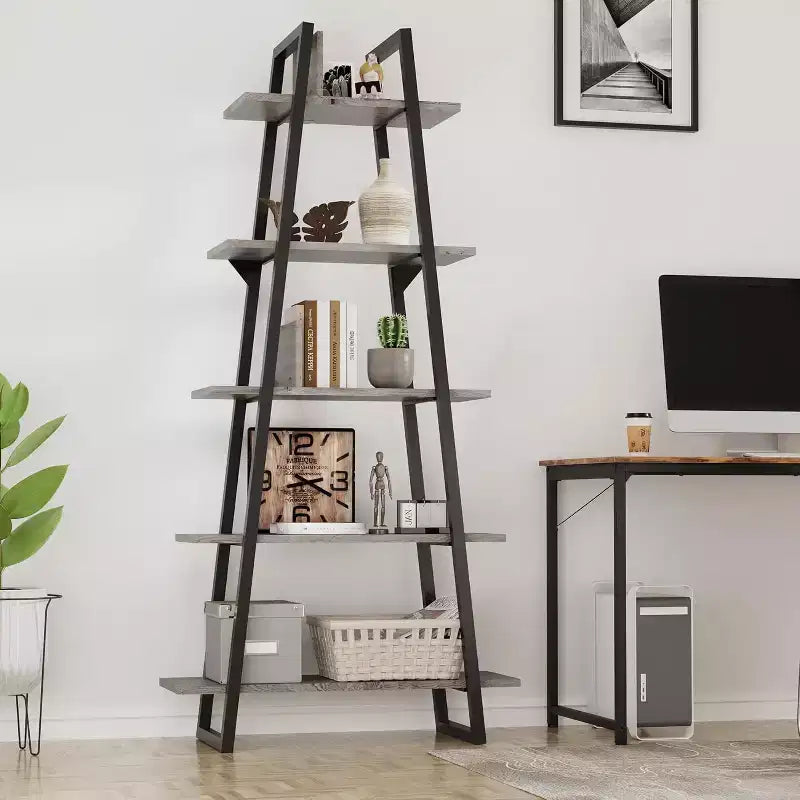 5 Tier Bookshelf, 71 Tall Industrial Large Bookcase Large Etagere Bookshelf, Freestanding Open Wide Book Shelf, Modern Book Case for Living Room