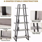 5 Tier Bookshelf, 71 Tall Industrial Large Bookcase Large Etagere Bookshelf, Freestanding Open Wide Book Shelf, Modern Book Case for Living Room