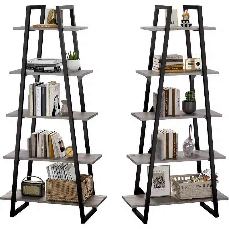 5 Tier Bookshelf, 71 Tall Industrial Large Bookcase Large Etagere Bookshelf, Freestanding Open Wide Book Shelf, Modern Book Case for Living Room