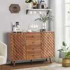 47.2 W Sideboard Buffets Cabinet with 4 Drawers, Buffets Cabinet with Storage, Wood Farmhouse, Buffet Cabinets with Storage 2 Door for Living Room
