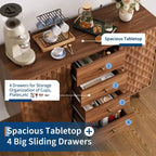 47.2 W Sideboard Buffets Cabinet with 4 Drawers, Buffets Cabinet with Storage, Wood Farmhouse, Buffet Cabinets with Storage 2 Door for Living Room