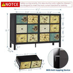 Commode à 6 tiroirs TROPOW pour chambre à coucher, commode rustique en bois avec poignées en métal, tiroirs à motif floral rétro, commode de style ferme