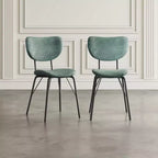 Jofran, Chaise de salle à manger capitonnée en similicuir, dossier fendu, style contemporain-moderne (lot de 2)
