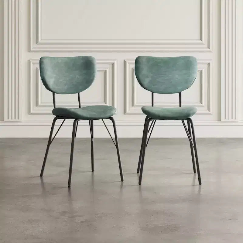 Jofran, Chaise de salle à manger capitonnée en similicuir, dossier fendu, style contemporain-moderne (lot de 2)