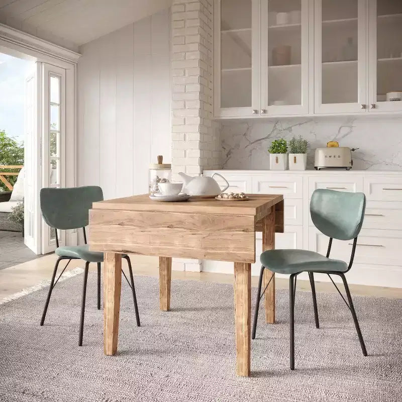 Jofran, Chaise de salle à manger capitonnée en similicuir, dossier fendu, style contemporain-moderne (lot de 2)