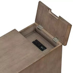Zeus & Ruta Classic Vintage End Table with USB Ports, Multifunctional Drawer with Cup Holders for Living Room