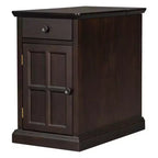 Zeus & Ruta Classic Vintage End Table with USB Ports, Multifunctional Drawer with Cup Holders for Living Room