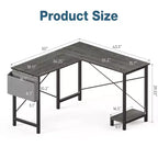 Bestier L Shaped Computer Desk, 50 inch L Shaped Desk with Reversible Shelves and Side Bag, Gaming Desk Study Writing Table for Home Office Bedroom
