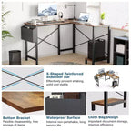 Bestier L Shaped Computer Desk, 50 inch L Shaped Desk with Reversible Shelves and Side Bag, Gaming Desk Study Writing Table for Home Office Bedroom