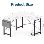 Bestier L Shaped Computer Desk, 50 inch L Shaped Desk with Reversible Shelves and Side Bag, Gaming Desk Study Writing Table for Home Office Bedroom