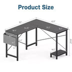 Bestier L Shaped Computer Desk, 50 inch L Shaped Desk with Reversible Shelves and Side Bag, Gaming Desk Study Writing Table for Home Office Bedroom