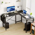 Bestier L Shaped Computer Desk, 50 inch L Shaped Desk with Reversible Shelves and Side Bag, Gaming Desk Study Writing Table for Home Office Bedroom