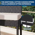 GustoWave Set of 2 patio wicker bar stools with cushions, no arms, for backyards and poolside