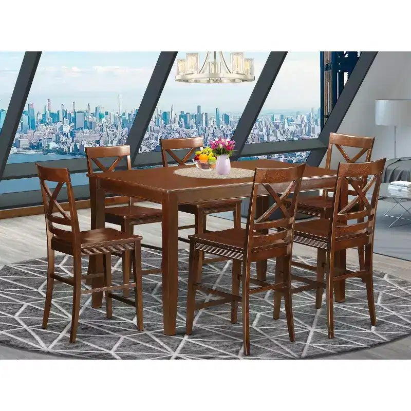 HomeStock Belmont Dining Counter Height Set - High Top Table And Kitchen Bar Stool