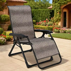 GustoWave Foldable Rattan Reclining Lounge Chair with Wide Armrests and Locking System, Perfect for Poolside, Backyard, Garden, or Balcony