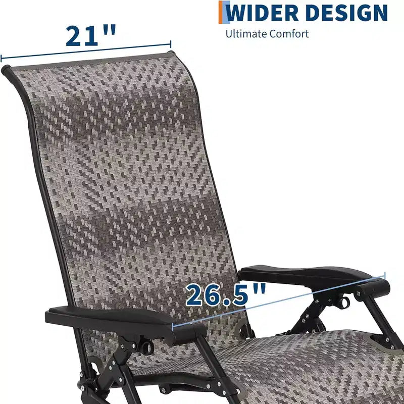 GustoWave Foldable Rattan Reclining Lounge Chair with Wide Armrests and Locking System, Perfect for Poolside, Backyard, Garden, or Balcony
