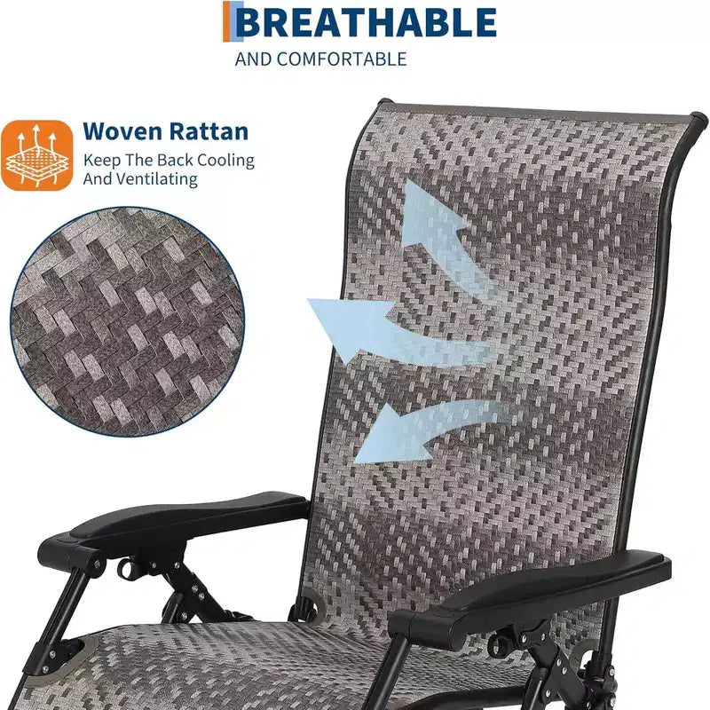 GustoWave Foldable Rattan Reclining Lounge Chair with Wide Armrests and Locking System, Perfect for Poolside, Backyard, Garden, or Balcony