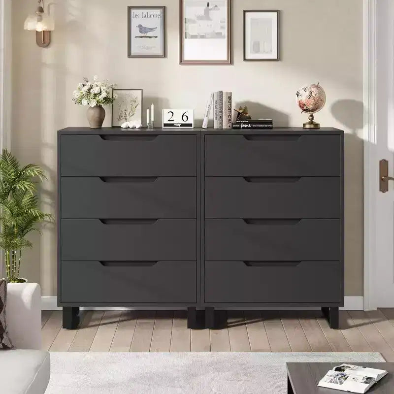 4 Dresser For Bedroom, 41.5 Tall Dresser, Freestanding Vertical Drawer Cabinet With Storage, Wooden Closet Storage Chest For Living Room