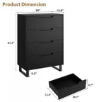4 Dresser For Bedroom, 41.5 Tall Dresser, Freestanding Vertical Drawer Cabinet With Storage, Wooden Closet Storage Chest For Living Room