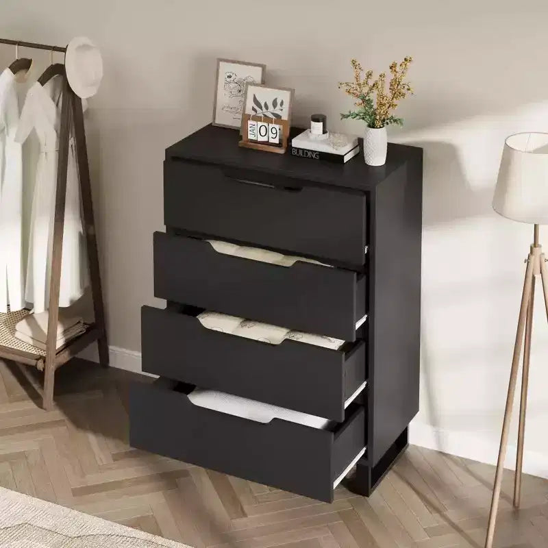 4 Dresser For Bedroom, 41.5 Tall Dresser, Freestanding Vertical Drawer Cabinet With Storage, Wooden Closet Storage Chest For Living Room