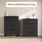 4 Dresser For Bedroom, 41.5 Tall Dresser, Freestanding Vertical Drawer Cabinet With Storage, Wooden Closet Storage Chest For Living Room