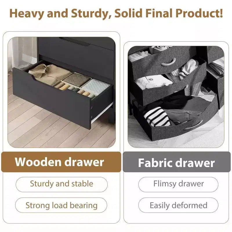 4 Dresser For Bedroom, 41.5 Tall Dresser, Freestanding Vertical Drawer Cabinet With Storage, Wooden Closet Storage Chest For Living Room