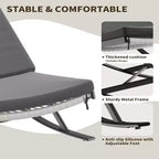 GustoWave Outdoor Rocking Lounge Chair Set of 2, Patio Lounge Chair with Removable Cushions, Perfect for Nap Relaxation, Gray