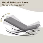GustoWave Outdoor Rocking Lounge Chair Set of 2, Patio Lounge Chair with Removable Cushions, Perfect for Nap Relaxation, Gray