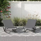 GustoWave Outdoor Rocking Lounge Chair Set of 2, Patio Lounge Chair with Removable Cushions, Perfect for Nap Relaxation, Gray