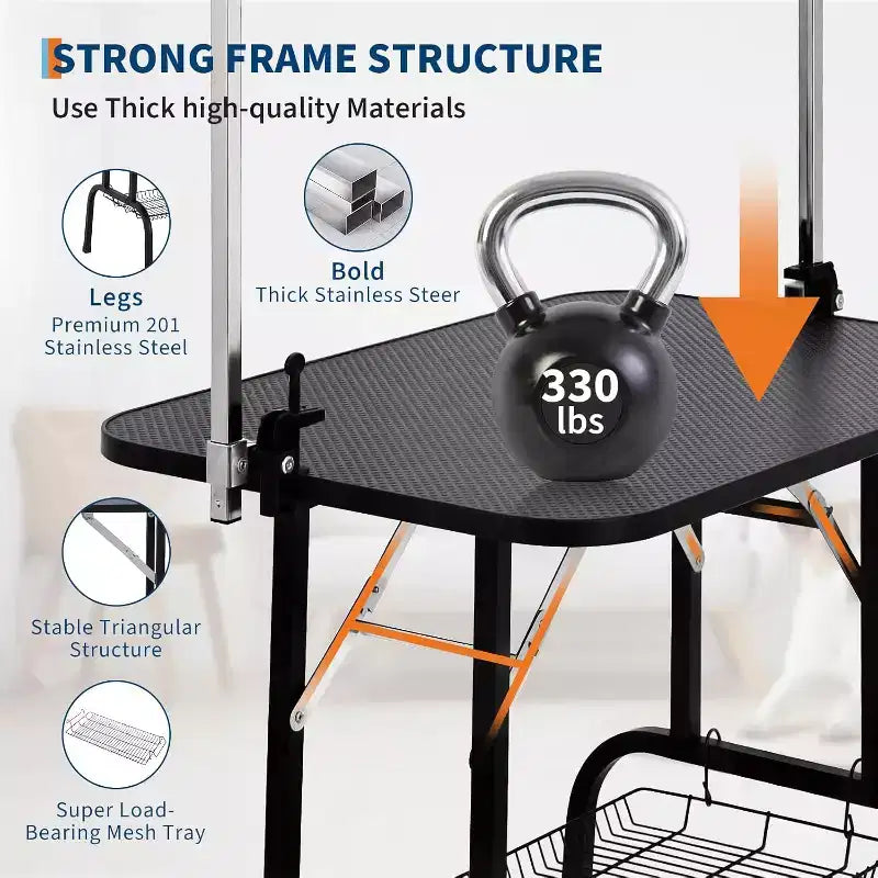 Table de toilettage pliable de 91 cm pour chien avec bras réglables, licol et plateau en maille, capacité statique de 150 kg, pour petits et grands chiens