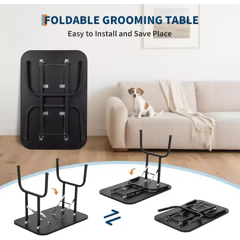 Table de toilettage pliable de 91 cm pour chien avec bras réglables, licol et plateau en maille, capacité statique de 150 kg, pour petits et grands chiens
