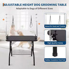 Table de toilettage pliable de 91 cm pour chien avec bras réglables, licol et plateau en maille, capacité statique de 150 kg, pour petits et grands chiens