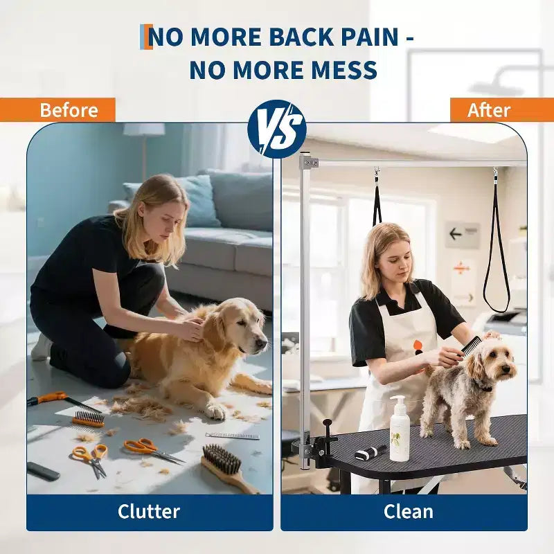 Table de toilettage pliable de 91 cm pour chien avec bras réglables, licol et plateau en maille, capacité statique de 150 kg, pour petits et grands chiens