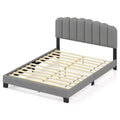 Costway Queen Size Bed Frame Linen Upholstered Platform Bed with Wooden Slat Support