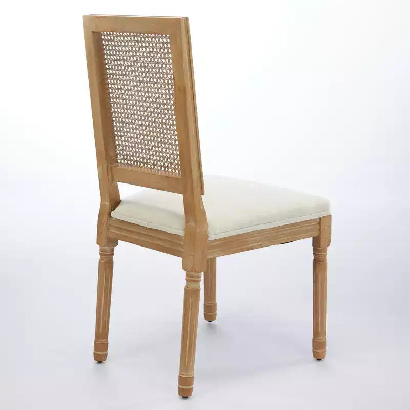 Lot de 2 chaises de salle à manger avec structure en bois d'hévéa, dossier en rotin rustique/capitonné - ModernLuxe