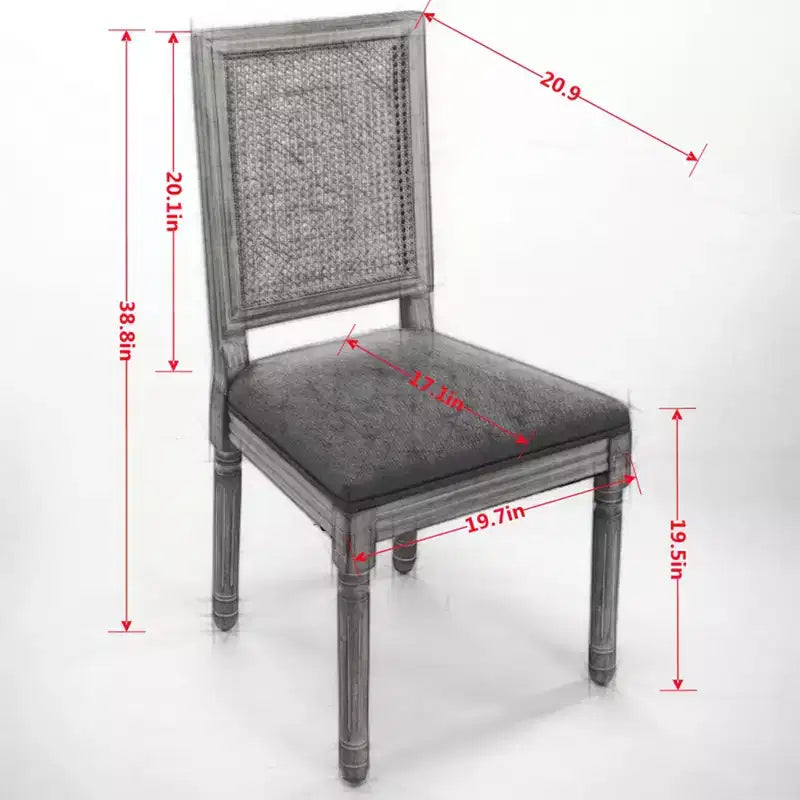 Lot de 2 chaises de salle à manger avec structure en bois d'hévéa, dossier en rotin rustique/capitonné - ModernLuxe