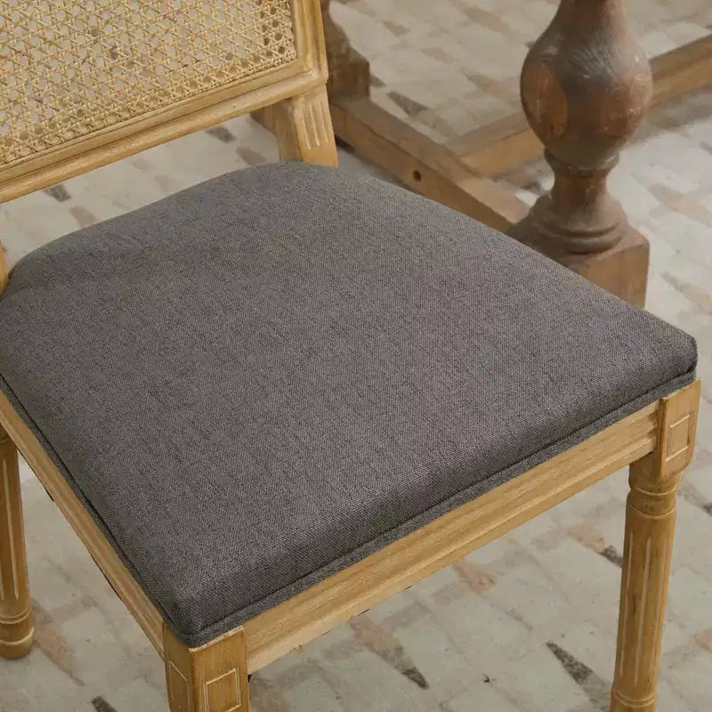 Lot de 2 chaises de salle à manger avec structure en bois d'hévéa, dossier en rotin rustique/capitonné - ModernLuxe