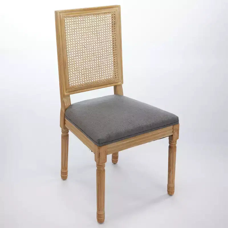 Lot de 2 chaises de salle à manger avec structure en bois d'hévéa, dossier en rotin rustique/capitonné - ModernLuxe