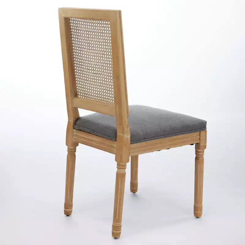 Lot de 2 chaises de salle à manger avec structure en bois d'hévéa, dossier en rotin rustique/capitonné - ModernLuxe