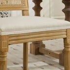Lot de 2 chaises de salle à manger avec structure en bois d'hévéa, dossier en rotin rustique/capitonné - ModernLuxe