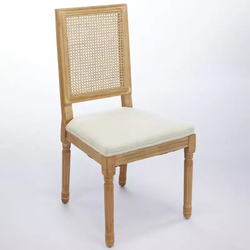 Lot de 2 chaises de salle à manger avec structure en bois d'hévéa, dossier en rotin rustique/capitonné - ModernLuxe