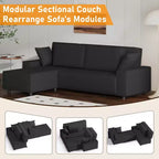 Canapé d'angle surdimensionné de 96 po avec méridienne, canapé modulable minimaliste et moderne à assise profonde pour salon