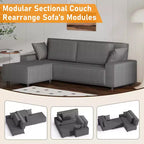 Canapé d'angle surdimensionné de 96 po avec méridienne, canapé modulable minimaliste et moderne à assise profonde pour salon