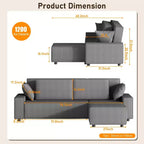 Canapé d'angle surdimensionné de 96 po avec méridienne, canapé modulable minimaliste et moderne à assise profonde pour salon