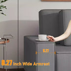 Canapé d'angle surdimensionné de 96 po avec méridienne, canapé modulable minimaliste et moderne à assise profonde pour salon