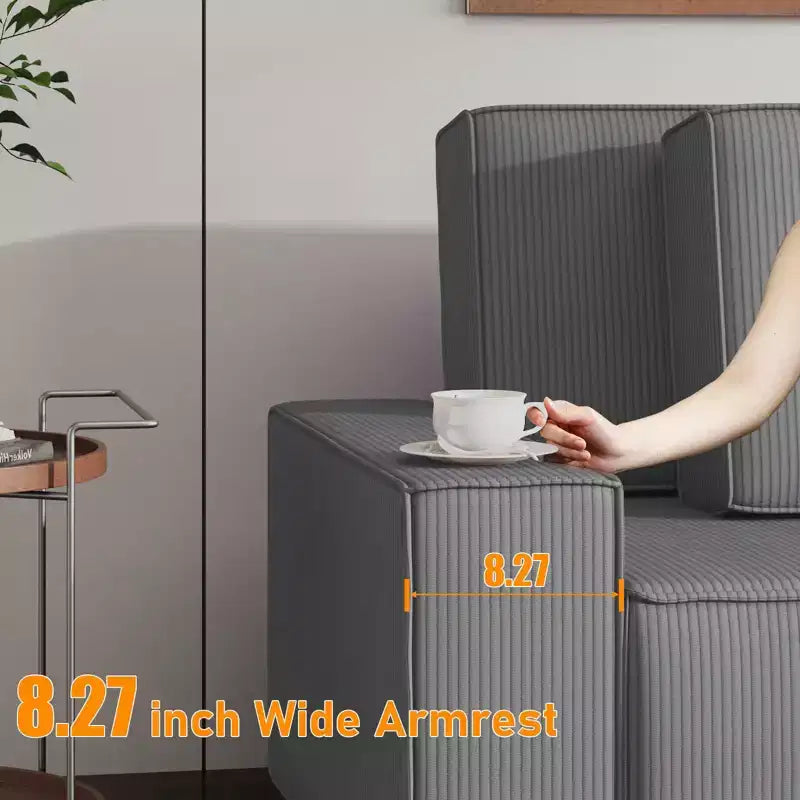 Canapé d'angle surdimensionné de 96 po avec méridienne, canapé modulable minimaliste et moderne à assise profonde pour salon