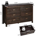 Karl Home 6-Drawer Brown MDF (Medium-Density Fiberboard) 47.24in. W Chest of Drawer