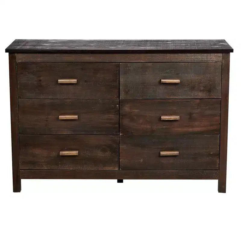 Karl Home 6-Drawer Brown MDF (Medium-Density Fiberboard) 47.24in. W Chest of Drawer